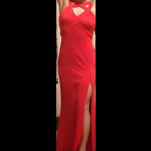 Strappy Red Formal Dress with Slit Size Small 2/4
